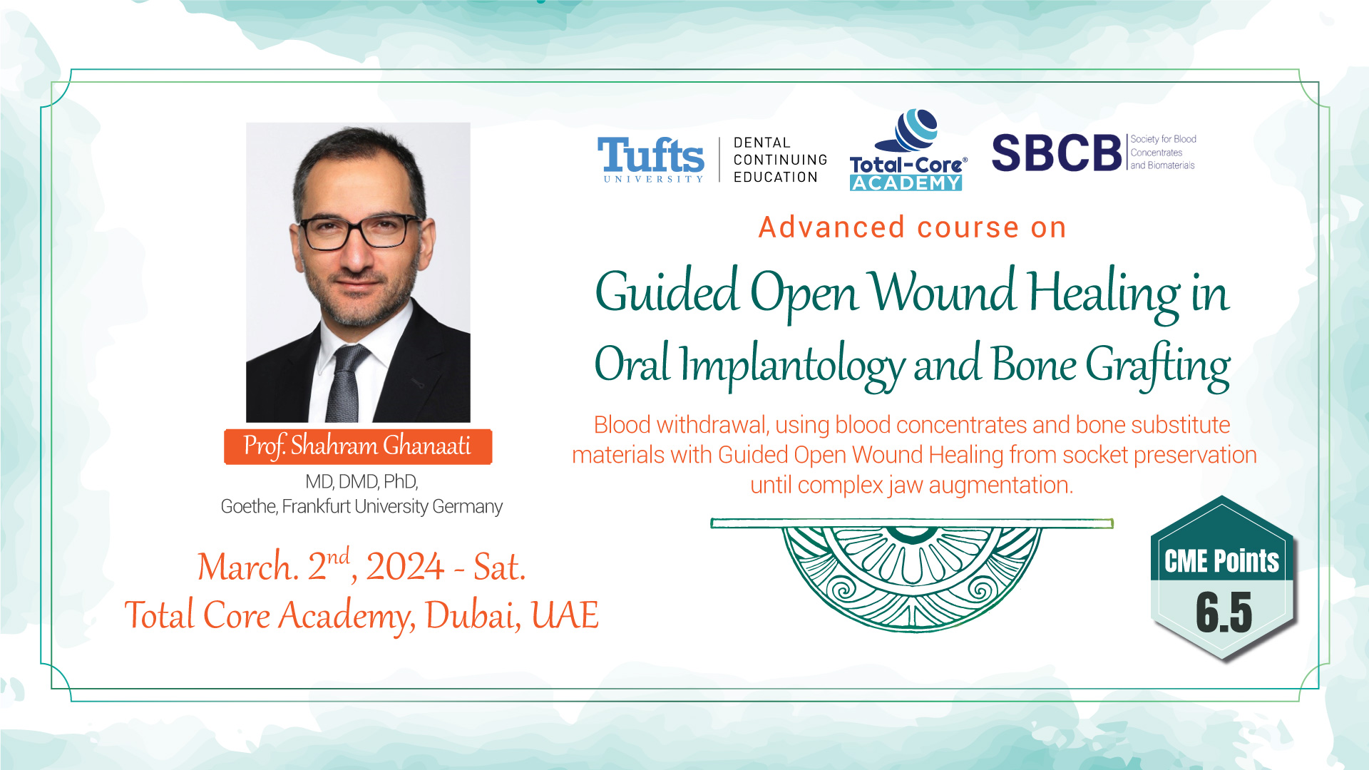 >Advanced course on Guided Open Wound Healing in Oral Implantology and Bone Grafting